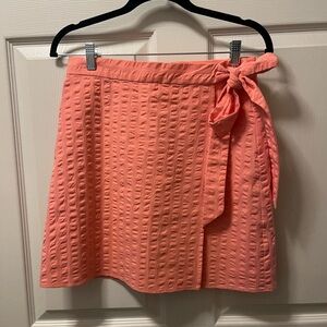 J Crew Women’s Seersuckers Coral Textured Women's Skirt With Tie Waist. Sz 2